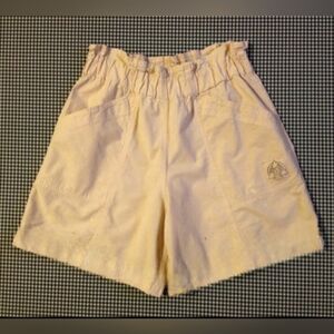 Vtg 80s Ki Ko Mo pink seersucker distressed cut off rad bermuda shorts L